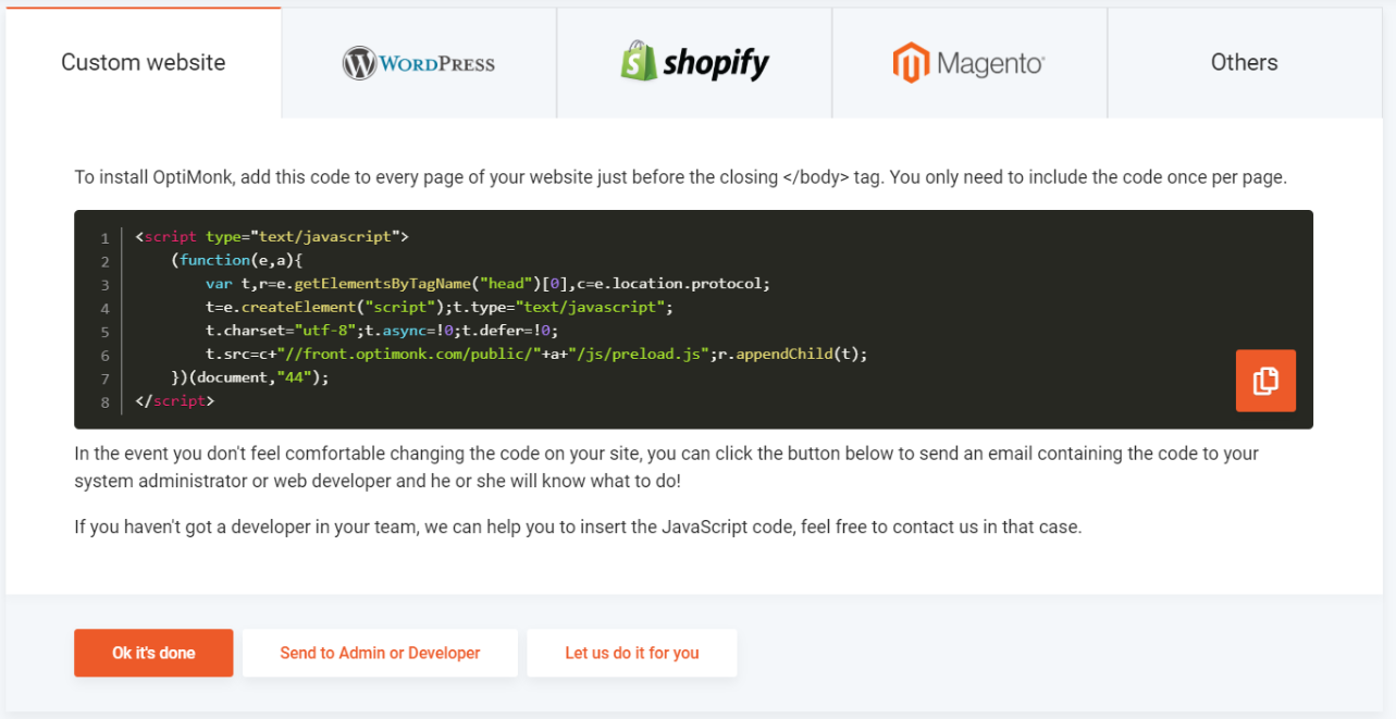 Inserting the OptiMonk JavaScript  code OptiMonk Help Center